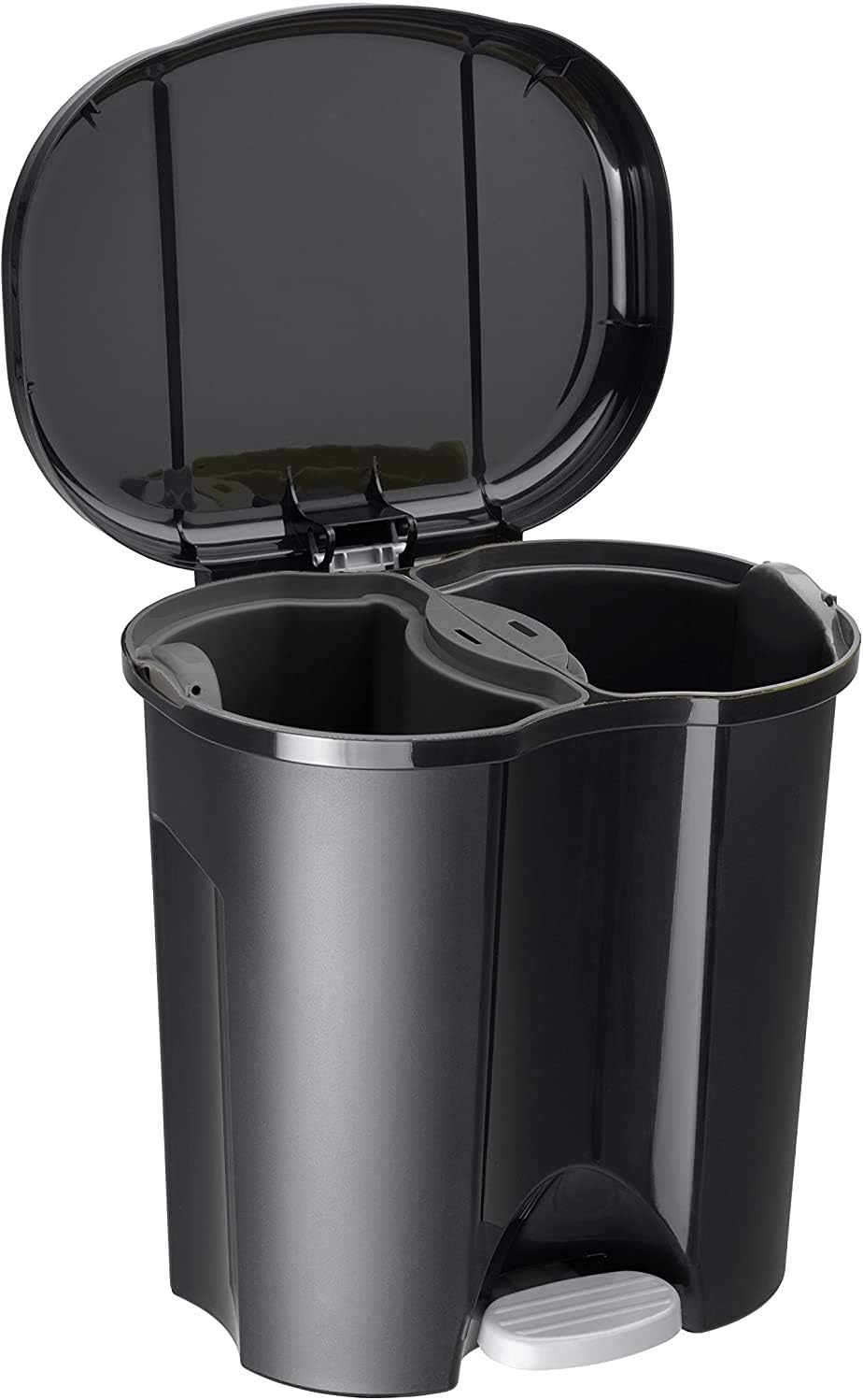 Rotho Duo Mülleimer 2x 10l zur Mülltrennung mit Deckel, Kunststoff (PP recycelt) BPA-frei, schwarz,