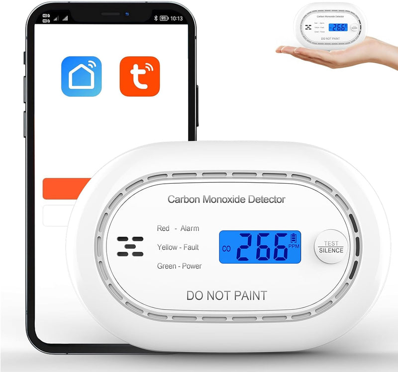 XINDUM Kohlenmonoxid Melder WLAN, 10 Jahre Batterie CO Melder mit APP, EN50291 Norm, LCD Anzeige, 85