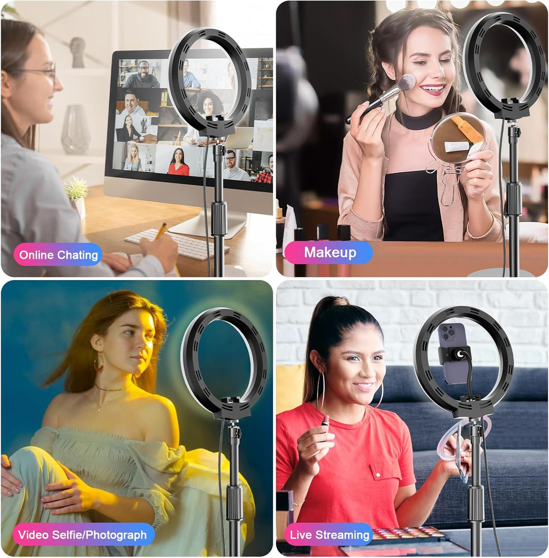 PEYOU Handy Ringlicht mit Stativ,[2025 Upgrade] 42 RGB-Modi Tisch LED Ring Light Kamera Handystativh