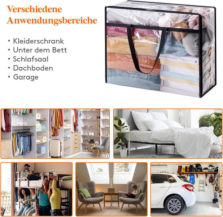 Lifewit Storage 4 Stück Transparente Plastik Aufbewahrungstasche, 95L Kleiderschrank Organizer Aufbe