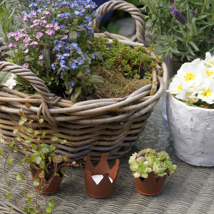 UNUS Mini Krone Rost Ø6,5 cm, Gartendeko Rostoptik, Edelrost (6er Set), 6er Set