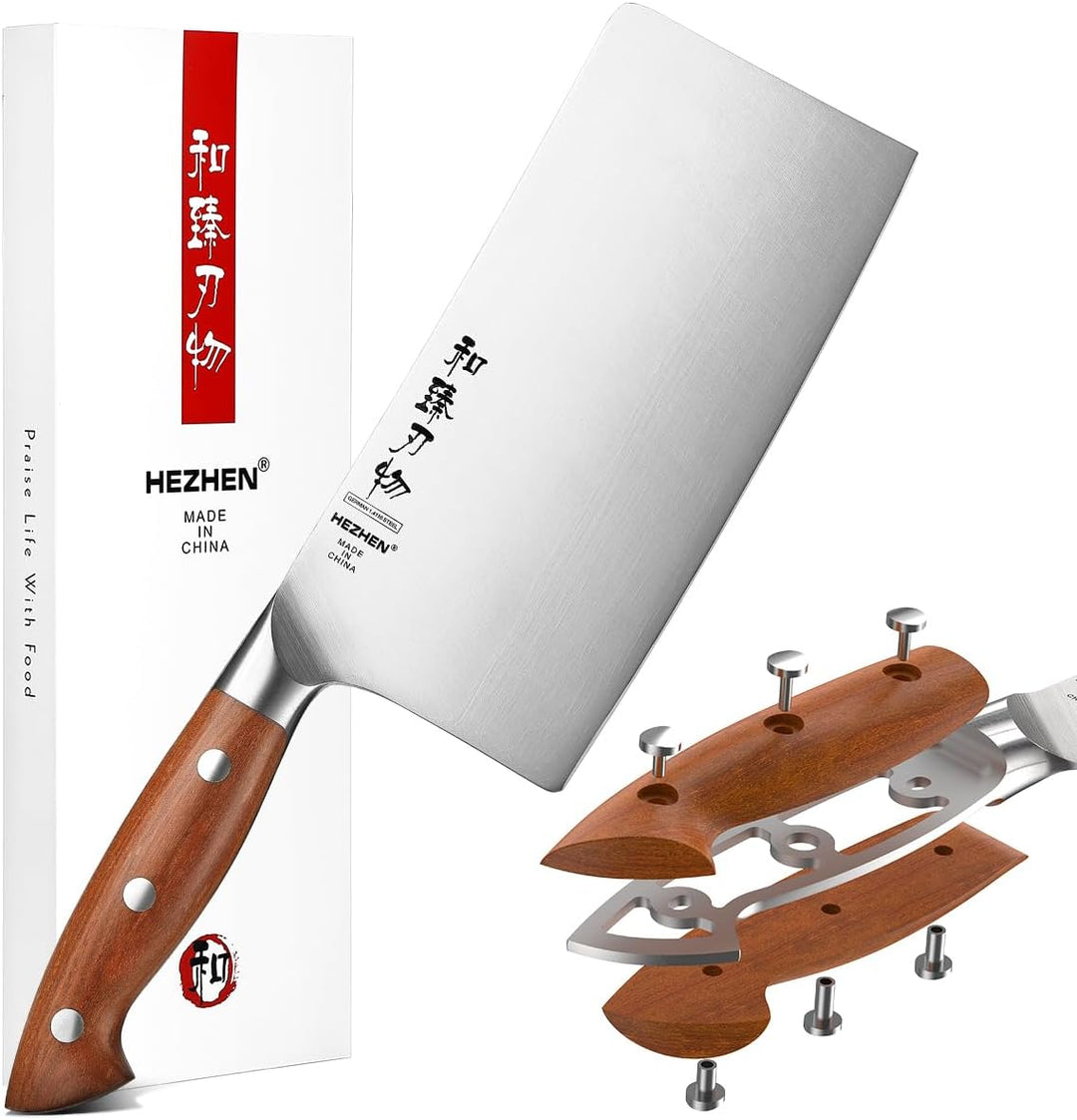 HEZHEN 18cm Hackmesser, Profi Chinesisches Kochmesser, German Stahl Scharf Küchenmesser, Gemüse Flei