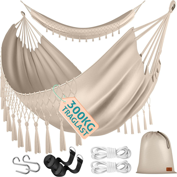 KESSER® Hängematte 320x150 cm belastbar bis 300 kg, wetterfeste & atmungsaktive Tuchhängematte mit F