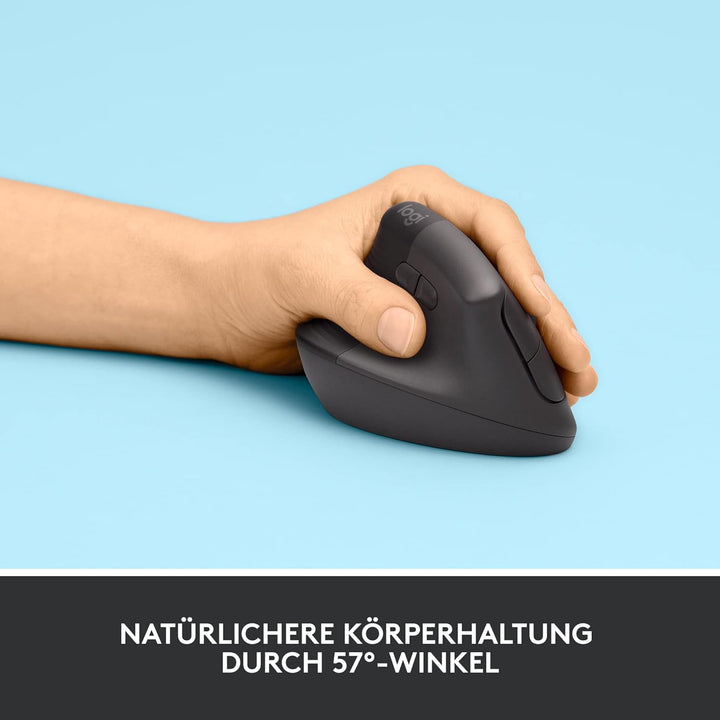 Logitech Wireless Ergonomical Mouse - Left Handed, Bluetooth, Grau, Linkshänder Grau Linkshänder Mau