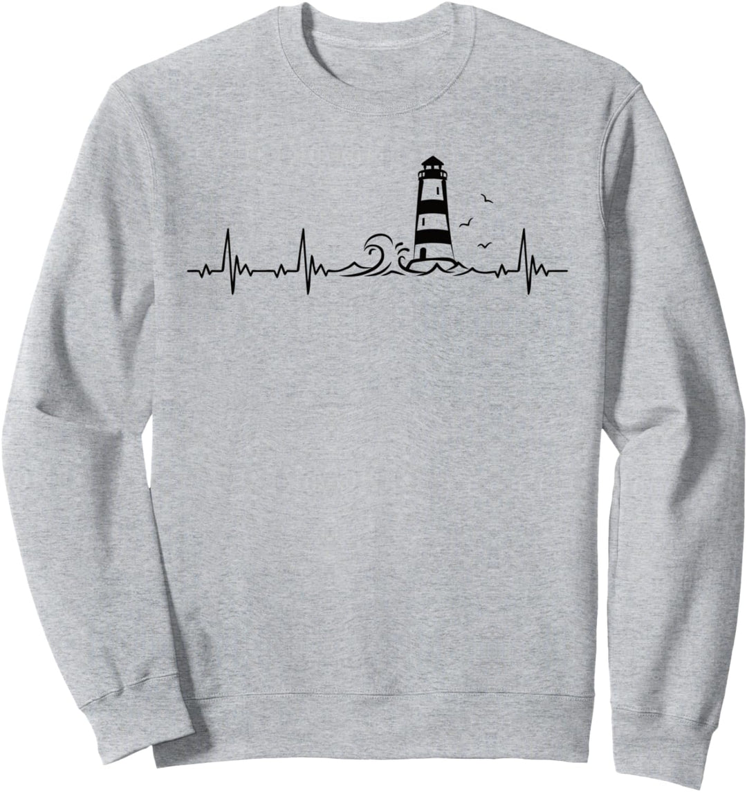 Nordsee und Ostsee Leuchtturm Herzschlag Sweatshirt