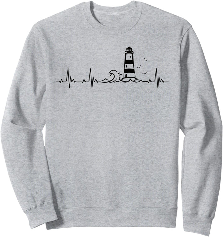 Nordsee und Ostsee Leuchtturm Herzschlag Sweatshirt