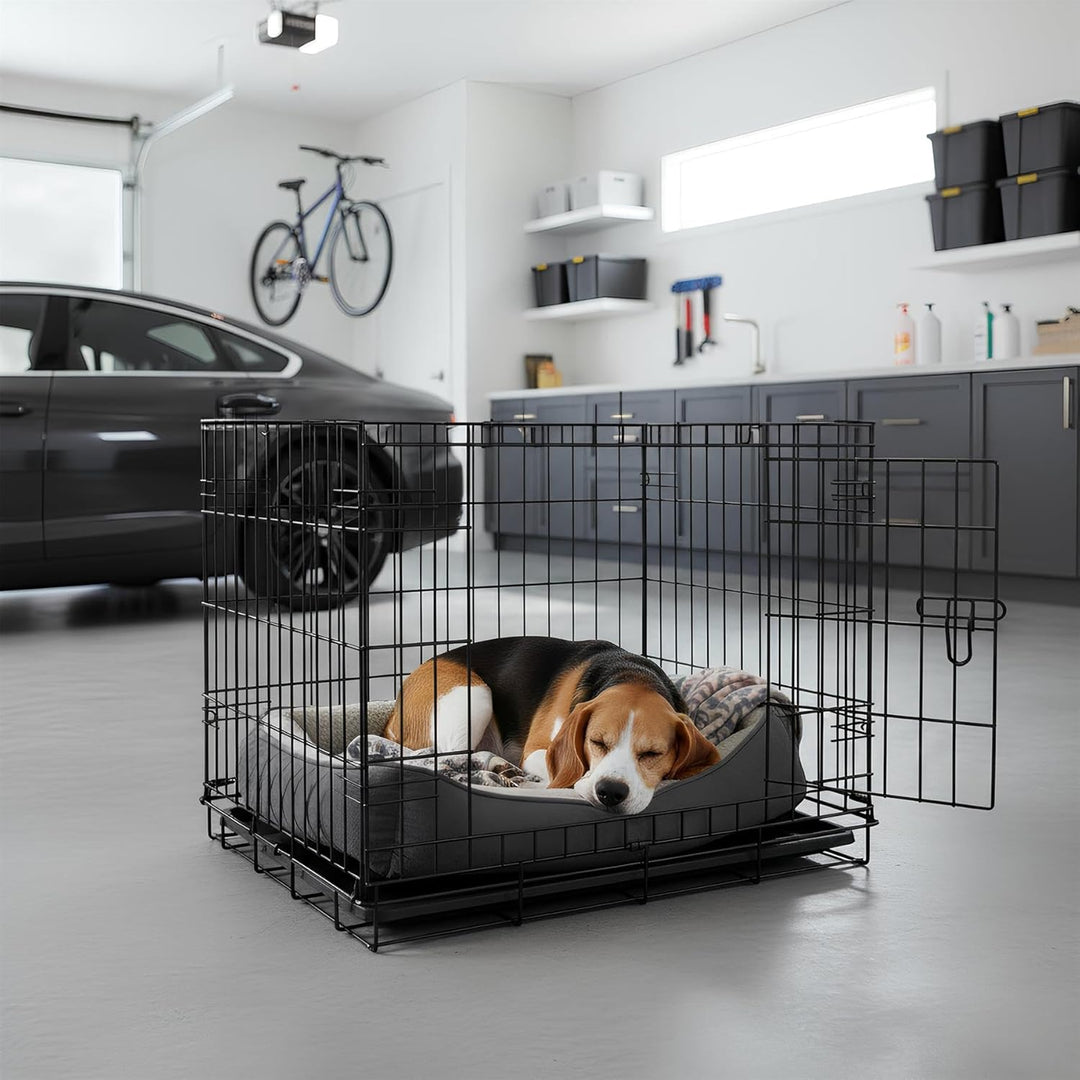 Harbour Housewares Metall-Hundebox mit 2 Türen und herausnehmbarer Schale – Mittelgross – 1x Robuste