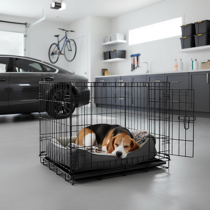 Harbour Housewares Metall-Hundebox mit 2 Türen und herausnehmbarer Schale – Mittelgross – 1x Robuste