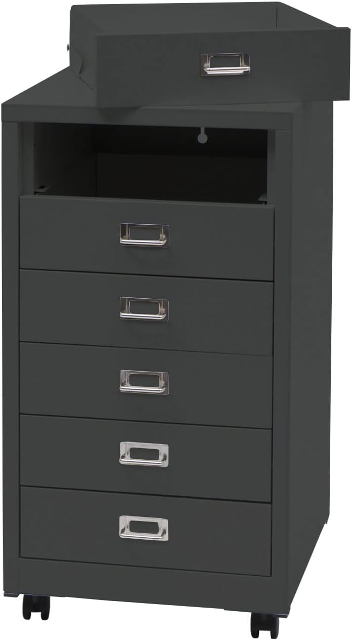 Rollcontainer HWC-L49AM, Schubladenschrank Stahlschrank Aktenschrank, Metall 75x40x41cm 6 Schubladen