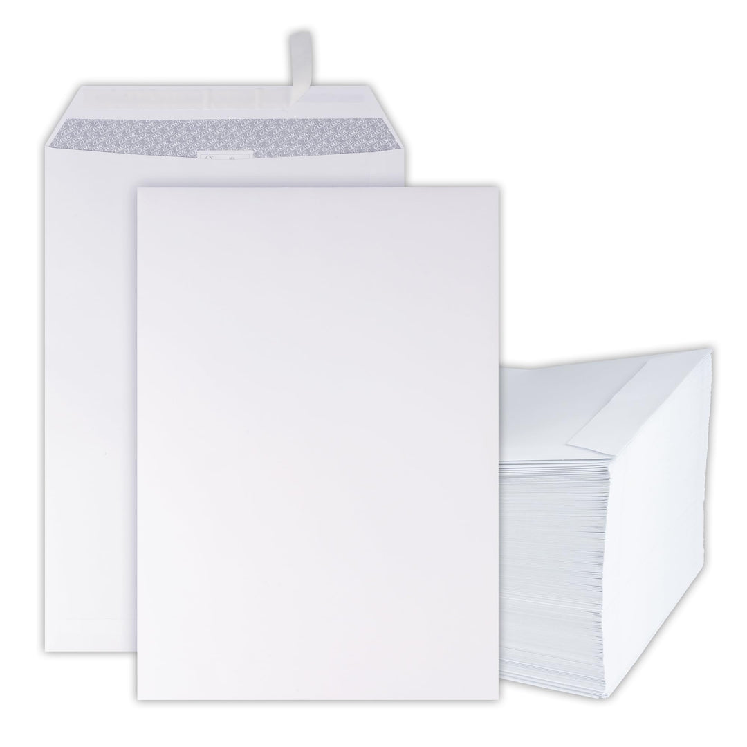 250 Briefumschläge - B4 Tasche ohne Fenster - 250x353 mm - weisse Papierumschläge - selbstklebend -