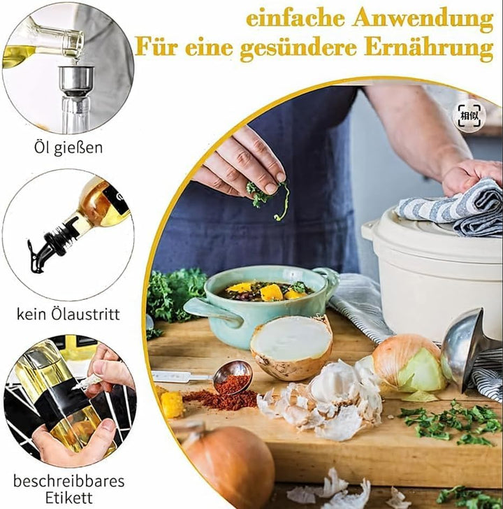 SAEIV 160 ml Ölflasche Glas 12 Set, Kleine und handliche Öl Essig Spender, Oil bottle, Ölflasche mit
