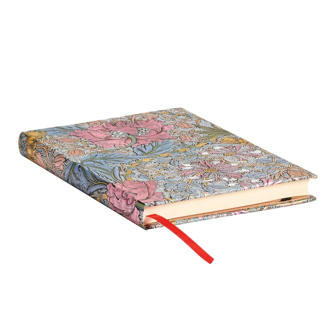 Morris Pink Honeysuckle (William Morris) Midi Unlined Hardcover Journal: Hardcover, 120 gsm, ribbon