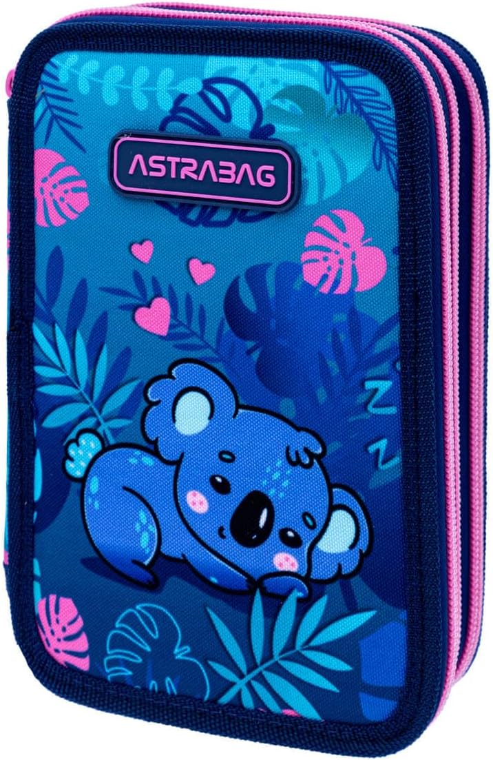 ASTRABAG 3-Fach Mäppchen Federmappe Gefüllt dreifaches Federmäppchen, Schüleretui 3-stöckig Jungen,