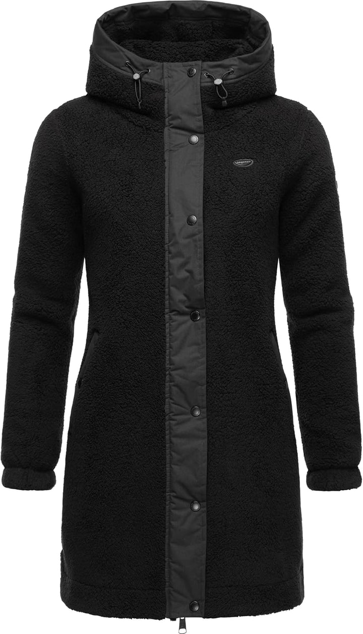 Ragwear Damen Fleecejacke Kurze Teddyfleece-Jacke warm mit Kapuze Cousy XS-6XL XL Black24, XL Black2