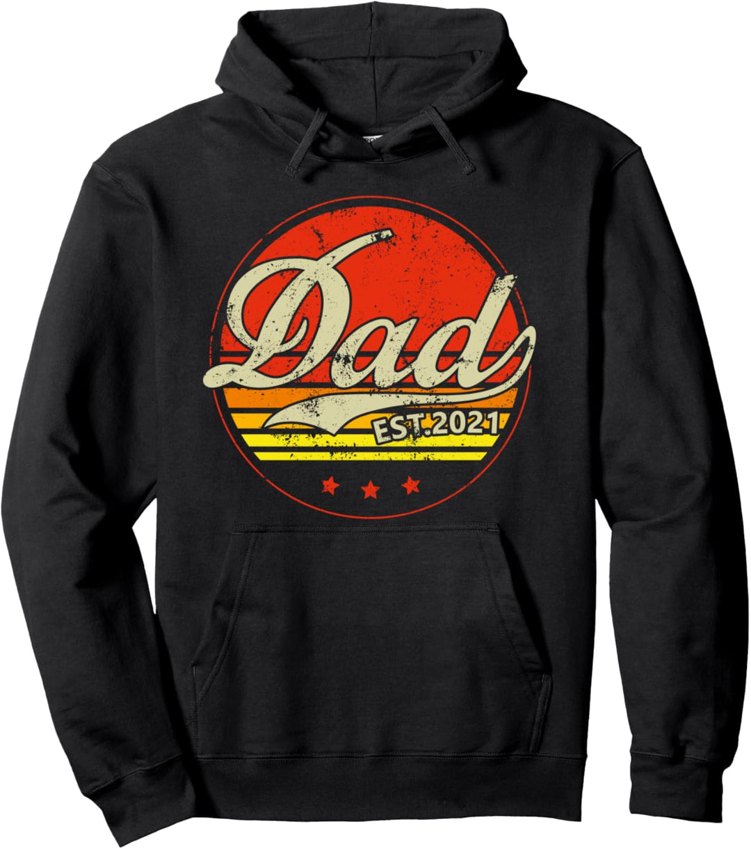 Vintage Father's day Promoted to Dad est. 2021 Retro Daddy Pullover Hoodie