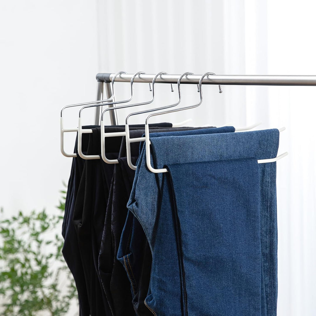 SHIMOYAMA Hosenbügel, 5 Pack, Hosen- und Kleiderbügel-Organisatoren, Doppelstabbügel mit offenen End