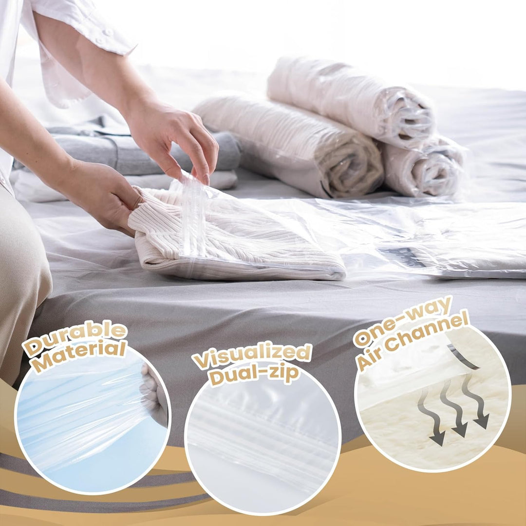 TAILI Vakuumbeutel Set Reise 10 Stück 40 x 60 CM Travel Vakuumbeutel für Kleidung zum Rollen Vakuum