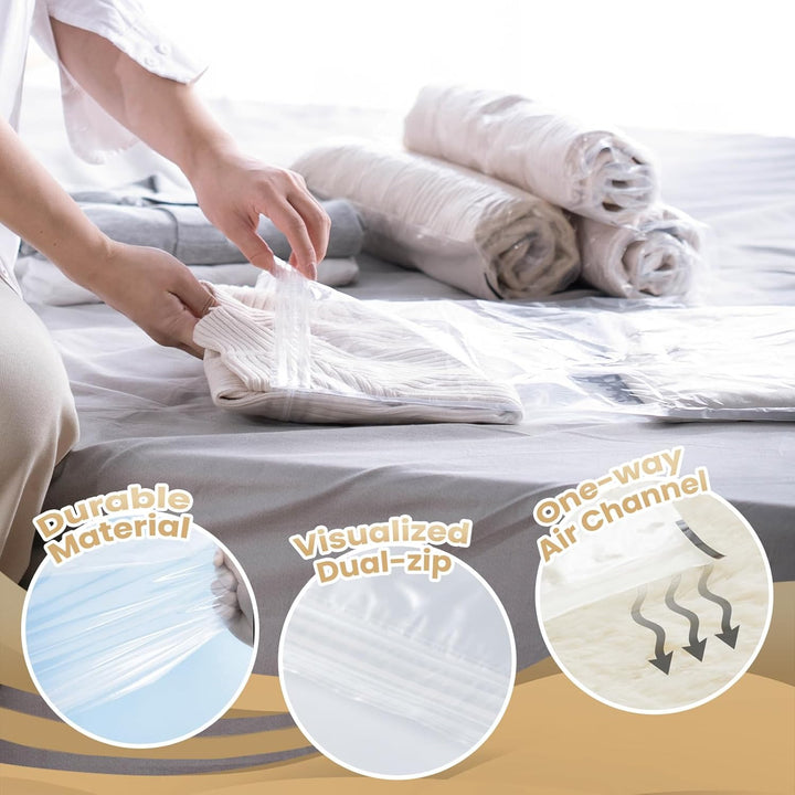 TAILI Vakuumbeutel Set Reise 10 Stück 40 x 60 CM Travel Vakuumbeutel für Kleidung zum Rollen Vakuum