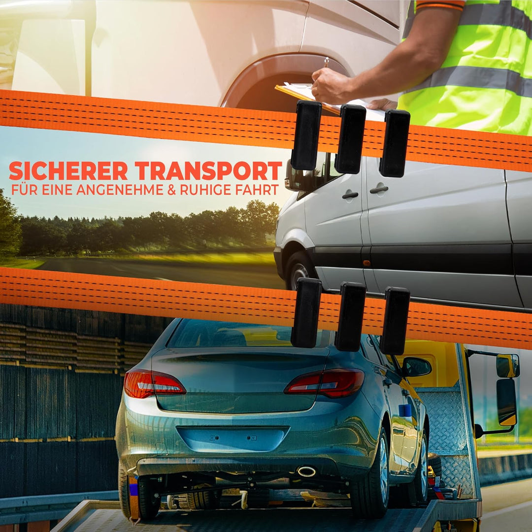 8 Stück | Spanngurt für den Auto Transport | 50 mm breit | 2,70 Meter | 4000 KG | Zurrgurt | Radsich