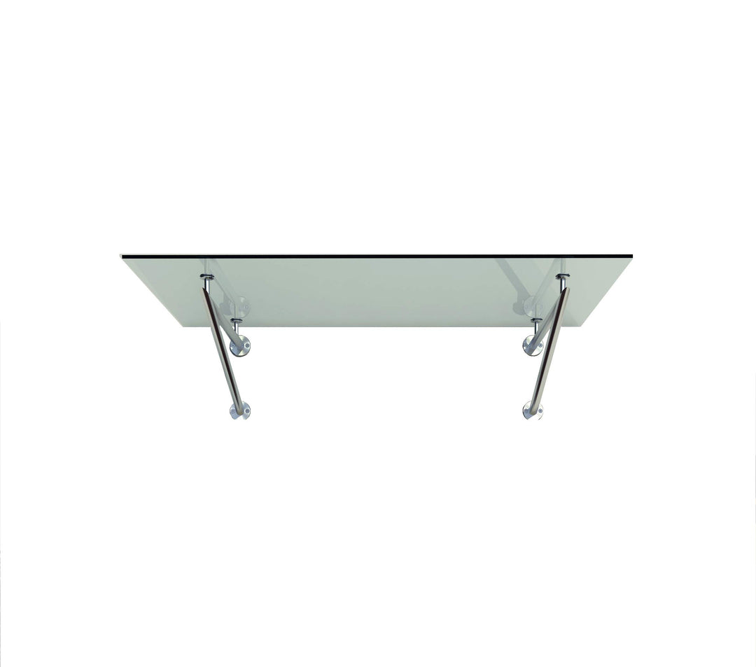 Shop Vordach Glasvordach Türvordach Verbundsicherheitsglas Klarglas VSG Edelstahl (200x90cm (2X V-Ha
