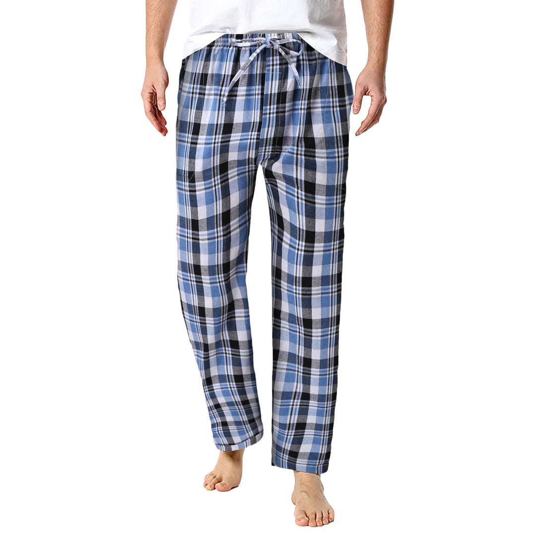 Herren Fleece Pyjamahose Relaxed Fit LoungeHose Herren Schlafanzughose Lang Baumwolle Karierte Schla