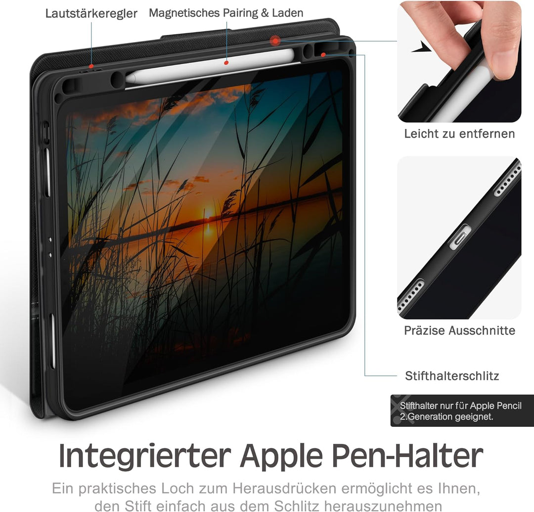 KingBlanc iPad Pro 12,9 Zoll Hülle 2022 (6. Generation) /2021/2020/2018 (5./4./3. Gen) mit Stifthalt