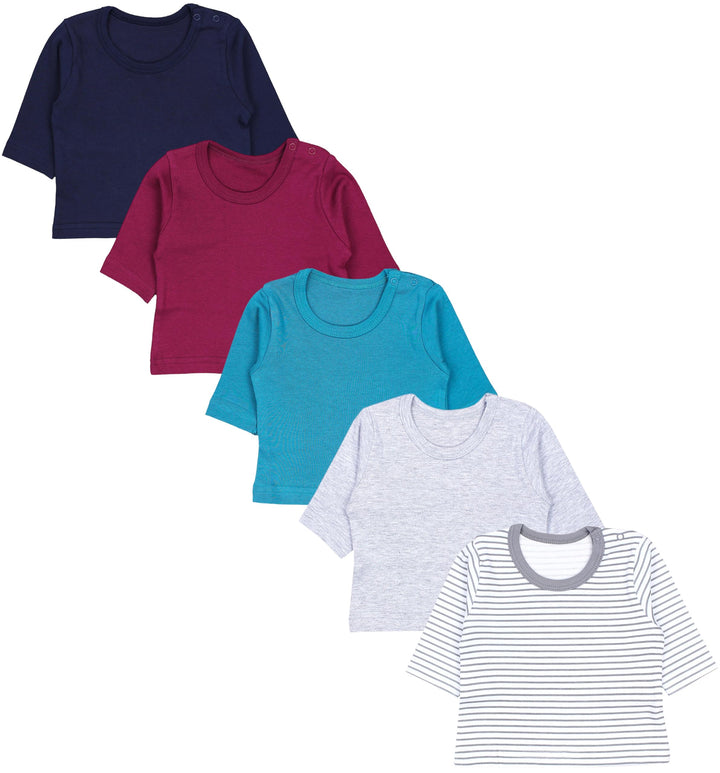 TupTam Baby Jungen Langarmshirt Gestreift 5er Set 50 Blau Dunkelgrün Weinrot Grau, 50 Blau Dunkelgrü