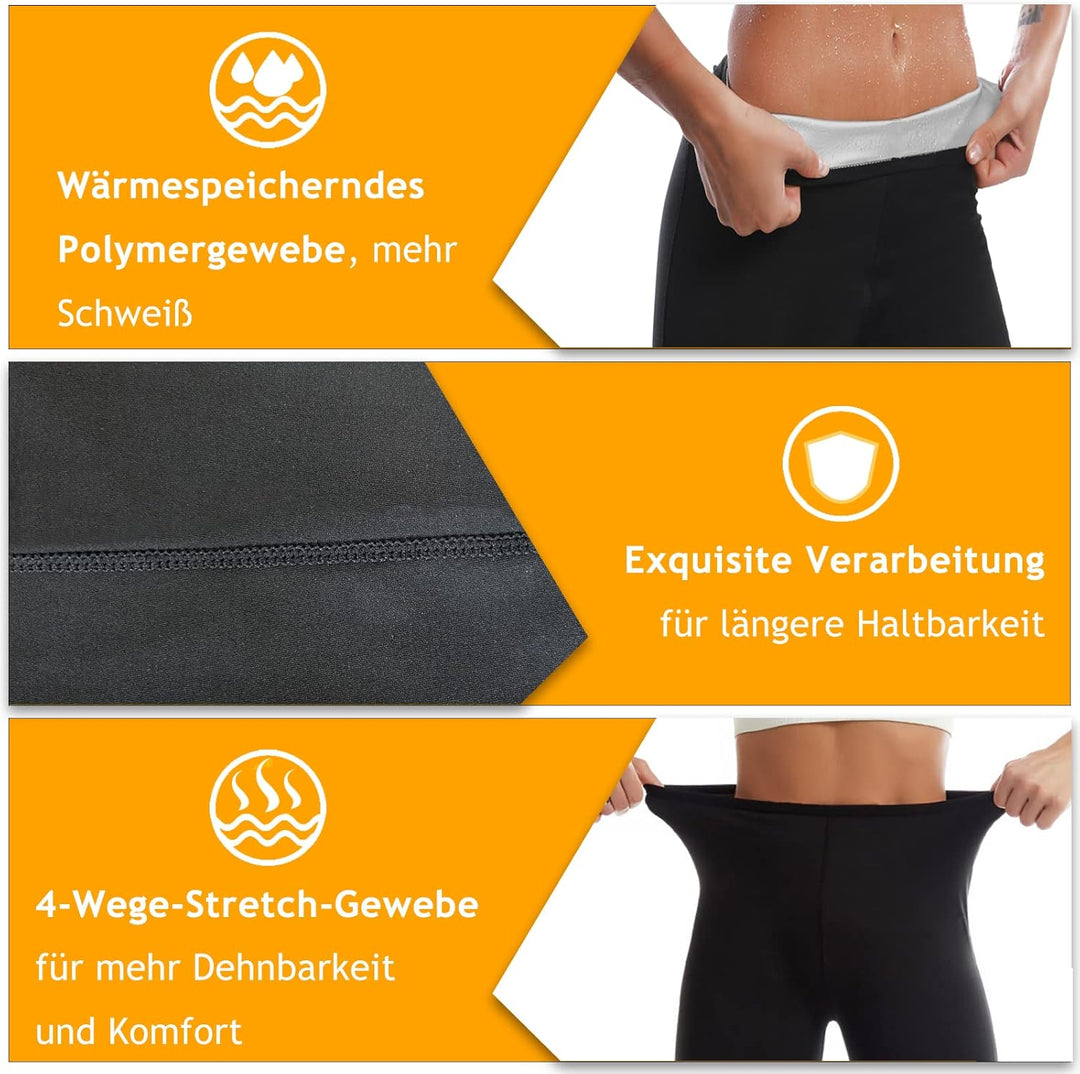 Schwitzhose zum Abnehmen Sauna Hose Damen Hot Thermo Sweat Jogginghose Schwitz Leggings Damen High W