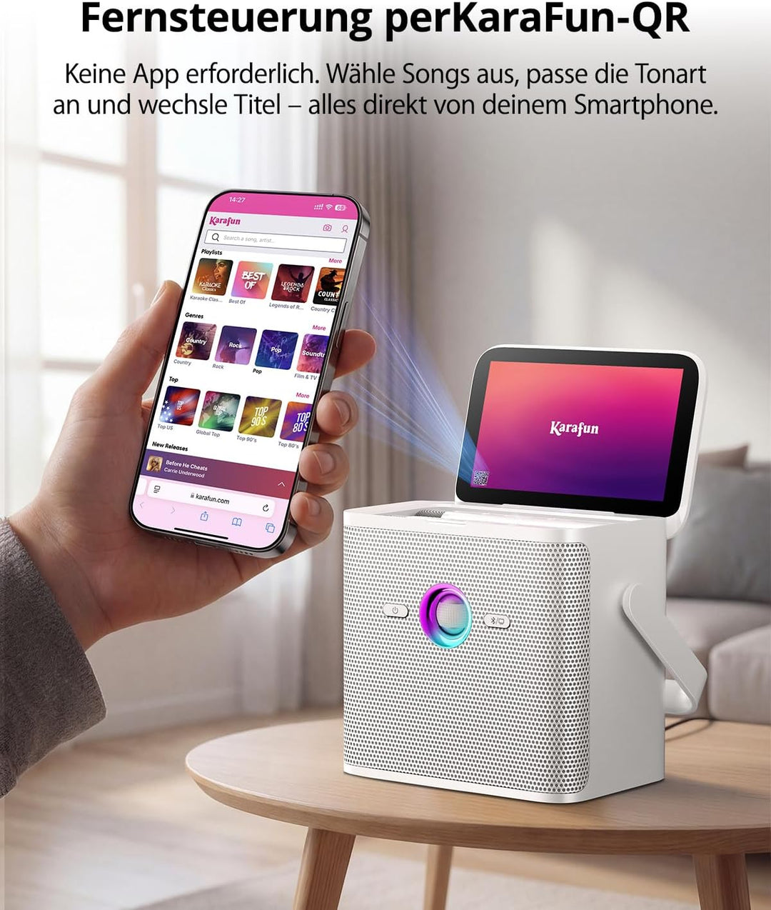 Ikarao Karaoke-Maschine für Erwachsene Kinder, mit Songtext-Display, WiFi-Verbindung zu YouTube &amp; Ka