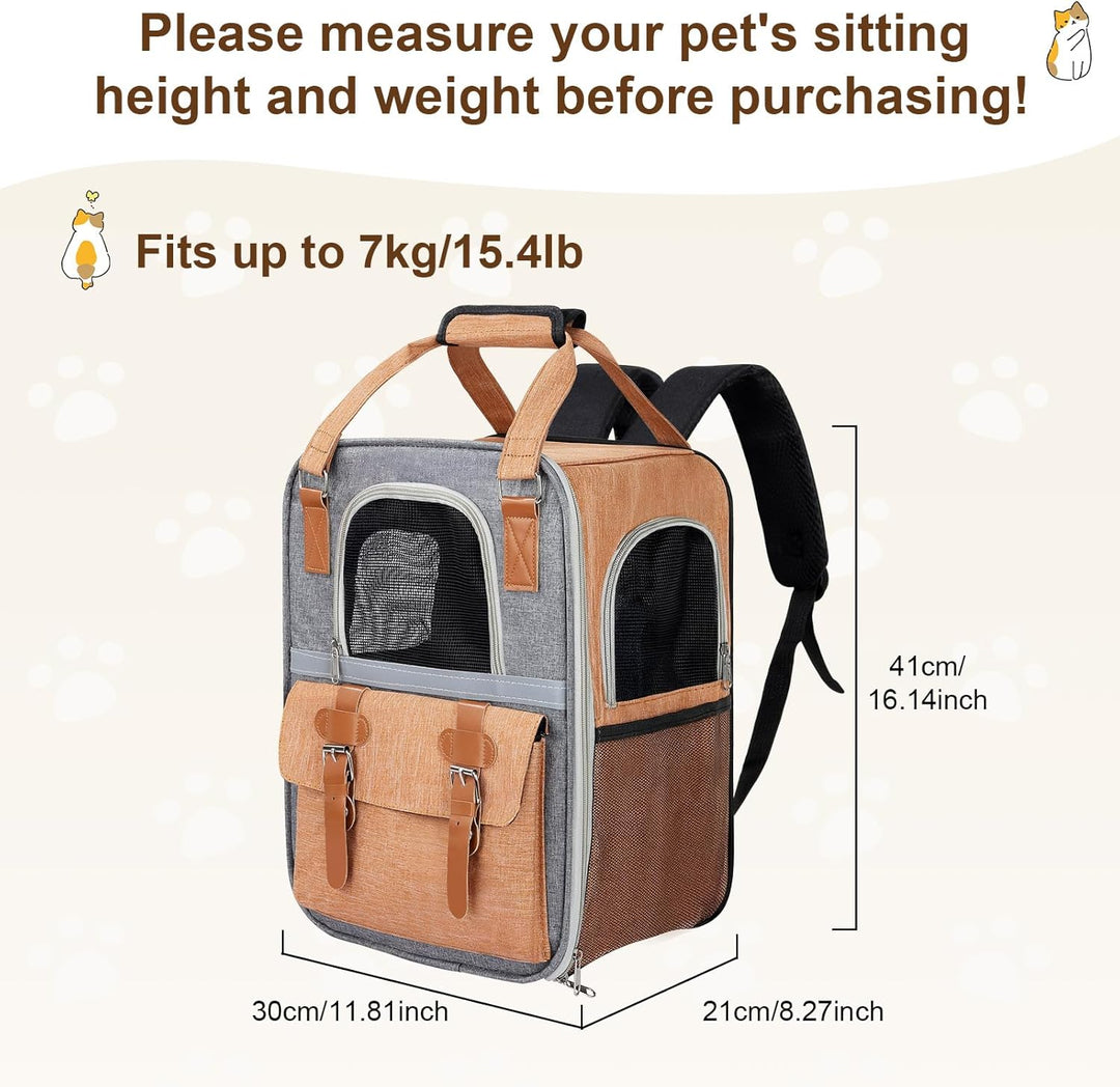 Haustier Rucksack für Katzen & Kleine Hunde,Atmungsaktiver Tragbare Katzenrucksack mit Sichtfenster,