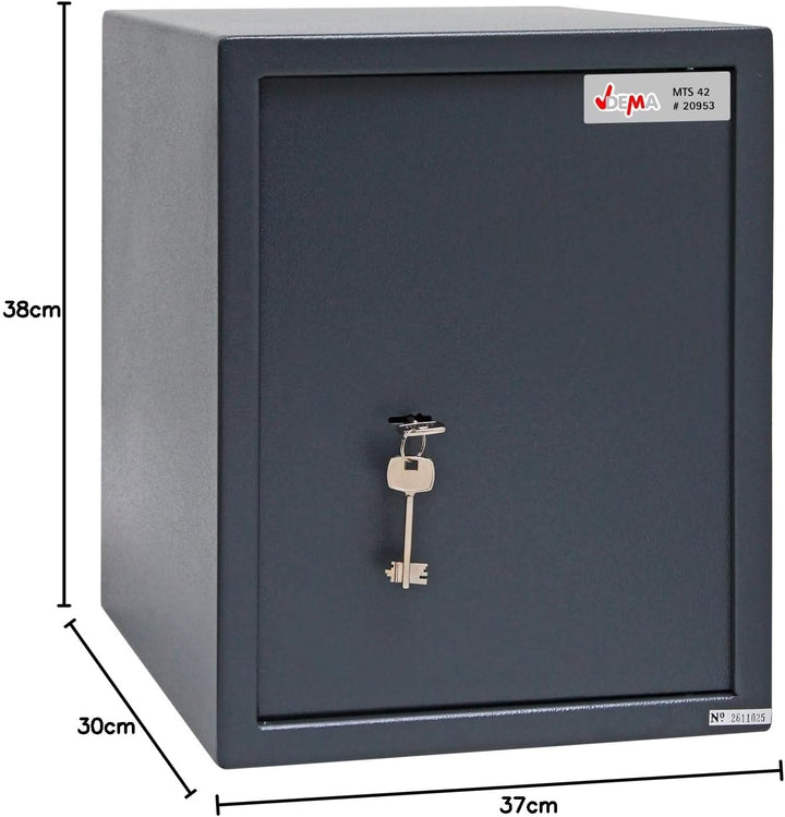 DEMA Möbeltresor 42L 30x37x38cm - Wandtresor, Wandsafe, Geldschrank, Safe - Mit Schlüssel, Robust, S