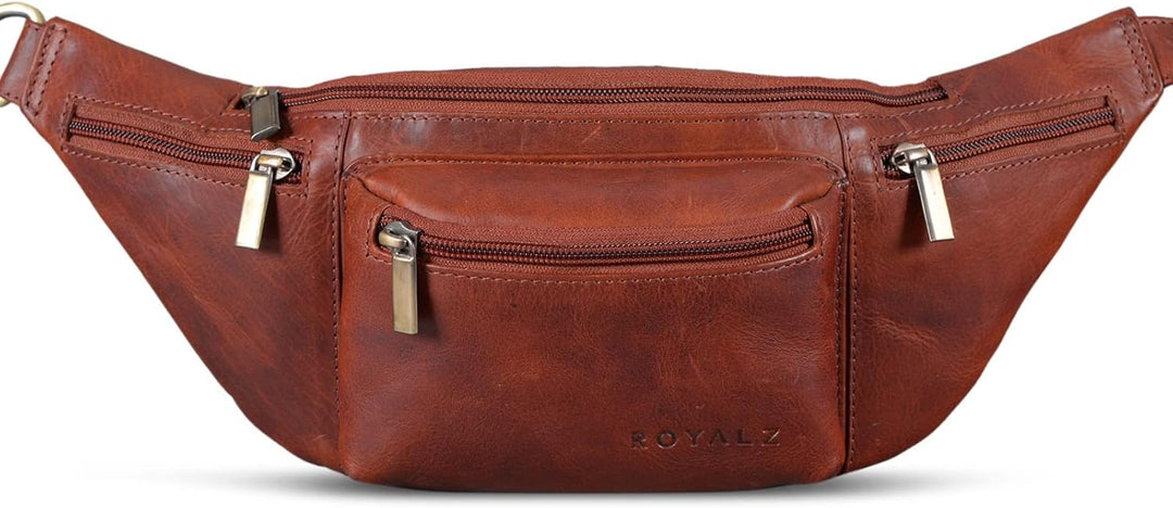 ROYALZ 'Laguna' Bauchtasche Leder Vintage Look Gürteltasche Unisex auch als Brusttasche Crossbody Ba