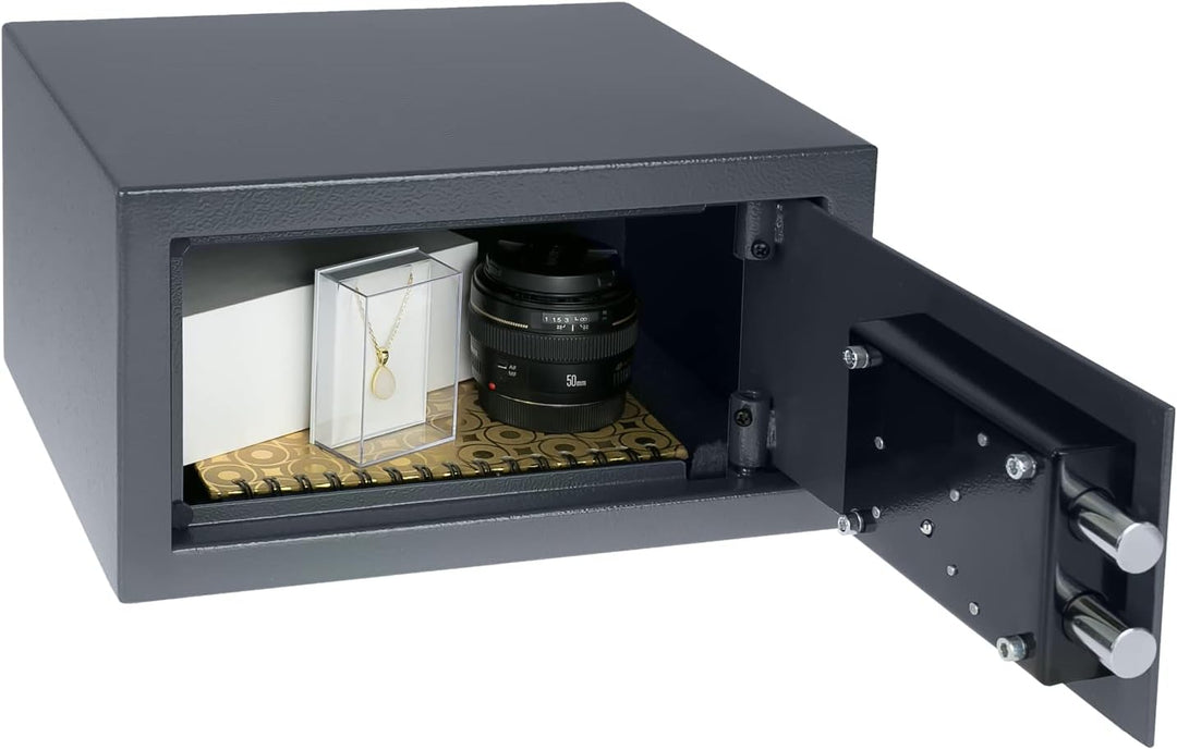 HMF 49217-11 Tresor Möbeltresor Doppelbartschloss, 31,0 x 17,0 x 25,0 cm, anthrazit 31 x 17 x 25 cm