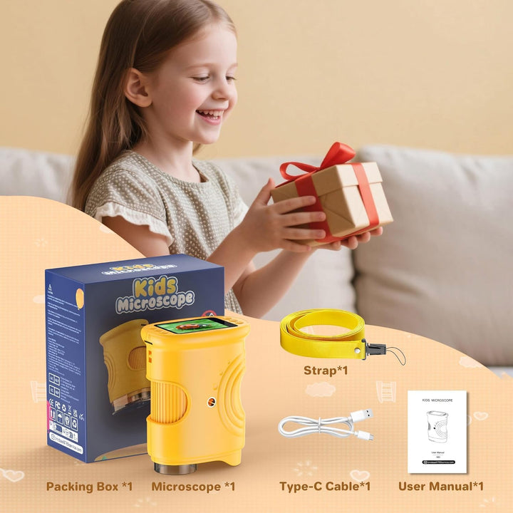 1000X Mikroskop für Kinder,Handheld-Mikroskop mit HD 2,0" IPS-Bildschirm,Video & Foto,Mint-Spielzeug
