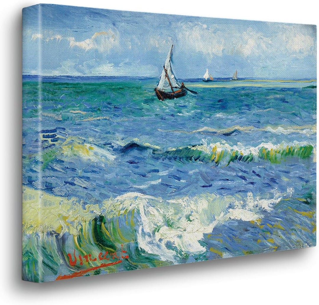 Giallobus - Gemälde - Vincent Van Gogh - Das Meer bei Les Saintes Maries - Leinwand Premium-Rahmen h