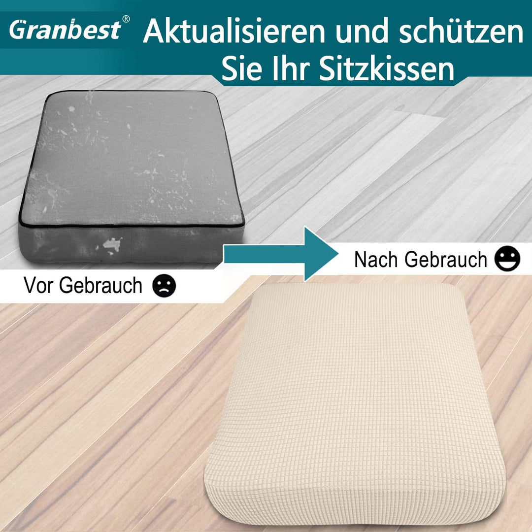Granbest High Stretch Sektionssofa Kissenbezug(Beige, 3 Sitzer+Chaise) 3 Sitzer+Chaise Beige, 3 Sitz