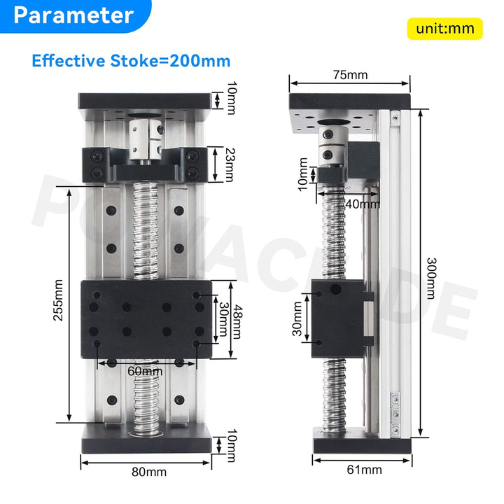 RATTMMOTOR Lineartischantrieb, 200 mm Länge Doppelte Lineartisch-Aktuator,CNC Linearführung Kugeluml