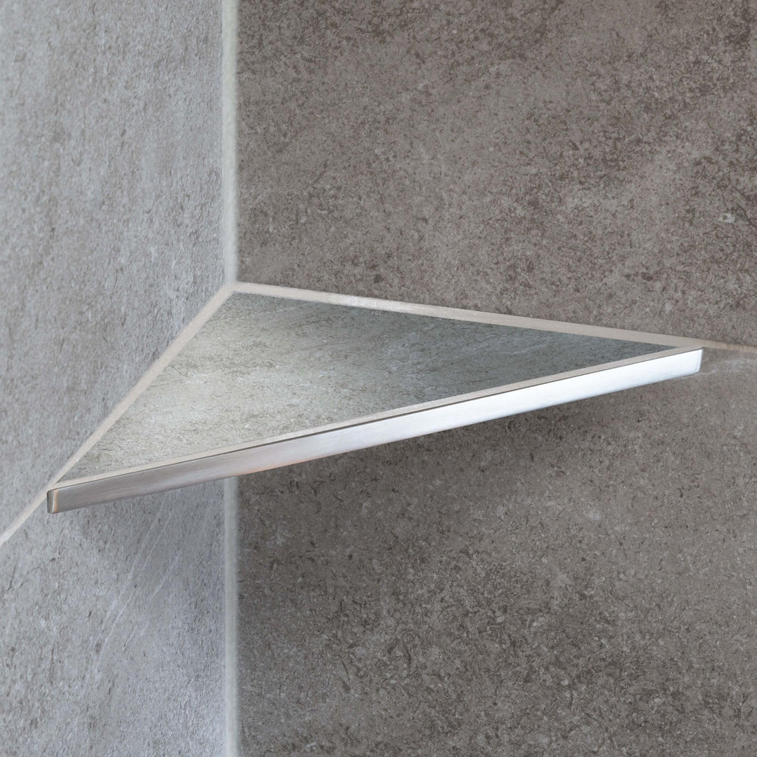 Befliesbare Duschablage ohne Bohren 205mm x 205mm Silber Duschregal Ecke nachträglich einbaubar, Ede