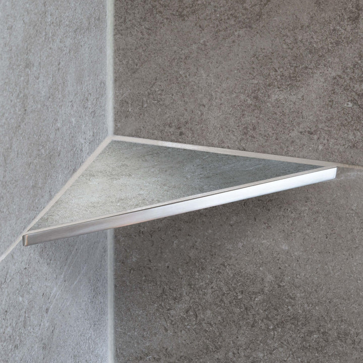 Befliesbare Duschablage ohne Bohren 205mm x 205mm Silber Duschregal Ecke nachträglich einbaubar, Ede