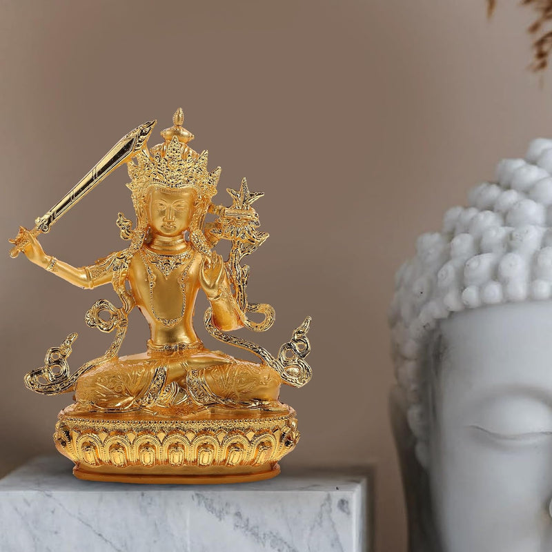 Cabilock Wohnkultur Manjushri Buddha Figur Sitzender Buddha Figur Skulptur Feng Shui Statue für Alta