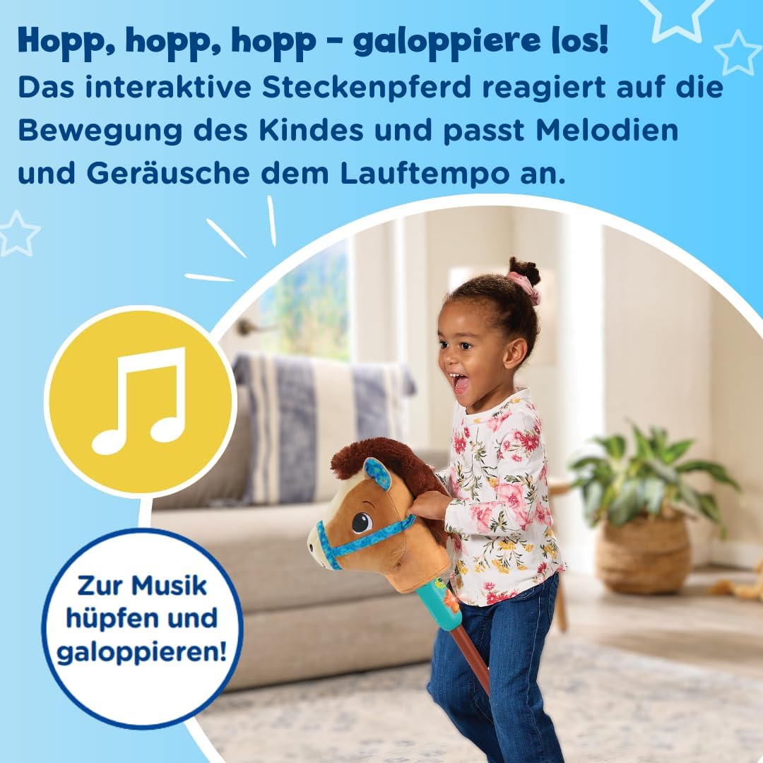 Vtech Galoppier-mit-Mir-Pferd – Interaktives Steckenpferd mit Musik & Lernmodus – Bewegungssensor, P