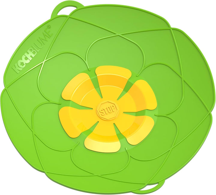 Kochblume das Original, Silikon Überkochschutz für Töpfe und Pfannen, Mikrowellen-Deckel, Spritzschu