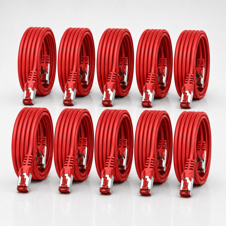 Cat6 Netzwerkkabel 10 X 1m rot Ethernetkabel Lankabel Cat6 Lan Netzwerk Kabel Sftp Pimf Patchkabel 1
