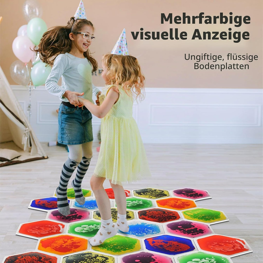 Art3d 9 stück sechseckige sensorische Bodenfliesen | Kinder Vorschulkind Jugendliche Bunte flüssige