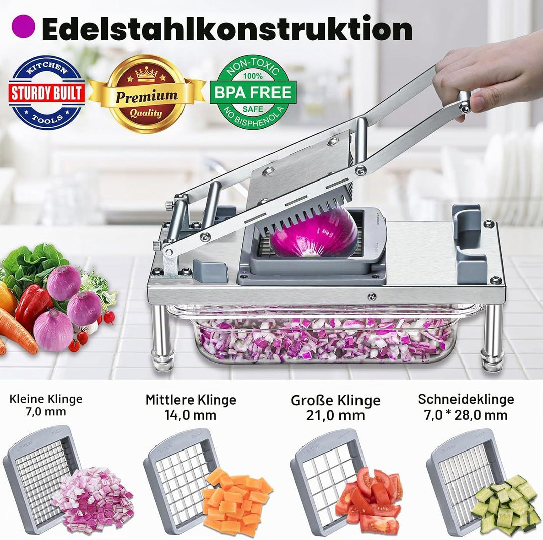 Gemüseschneider, Gemüsezerkleinerer mit 10 Klingen, Zwiebelschneider mit Behälter, Pro All-in-1 Food