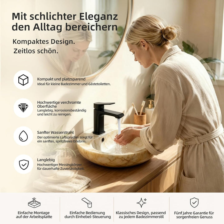 BELZ Wasserhahn Bad,Waschtischarmatur Einhandmischer Armatur Waschbecken mit Auslauf Höhe 82 MM,Wass
