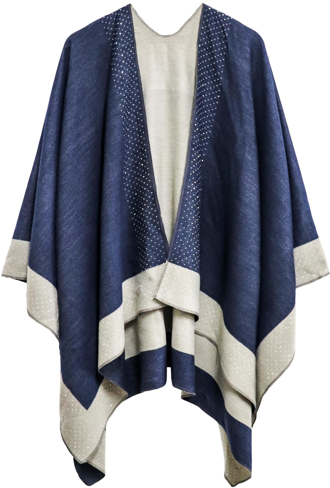 Shmily Girl Damen Poncho Habe Gestrickt Überdimensionalen Decke Kap-Schal Hot Diamond, Marineblau,,