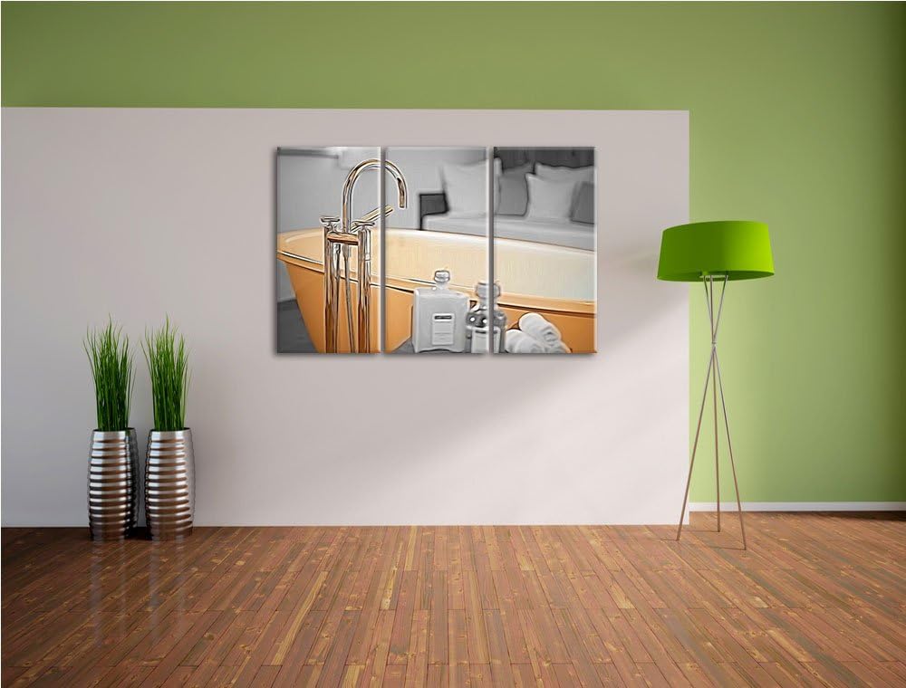 stilvolle alte Badewanne schwarz/weiss Deluxe 3-Teiler Leinwandbild 120x80 Bild auf Leinwand, XXL ri