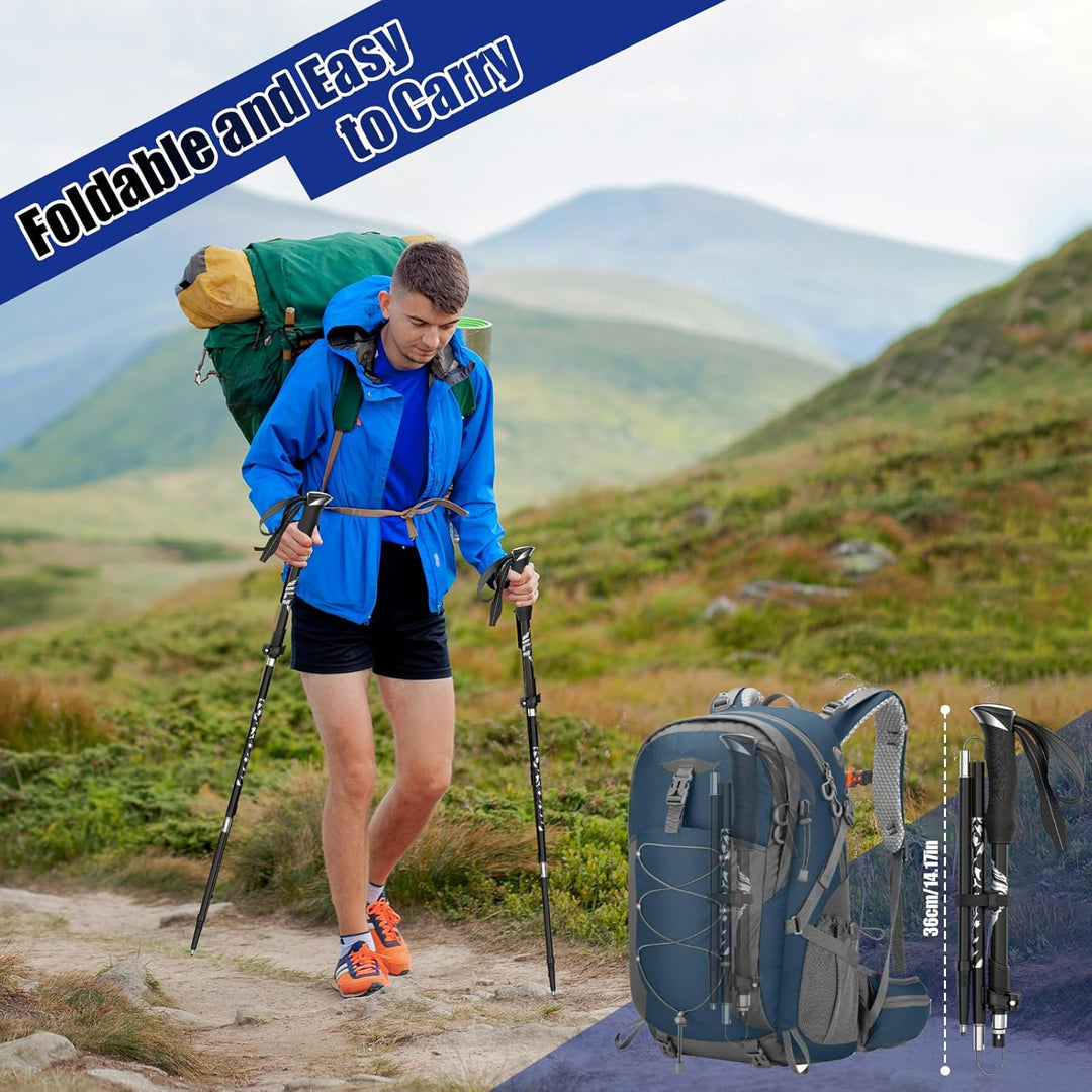 2 Stück Wanderstöcke Faltbar, Trekkingstöcke Aluminium, Verstellbar 110-130cm, Nordic Walking Stöcke