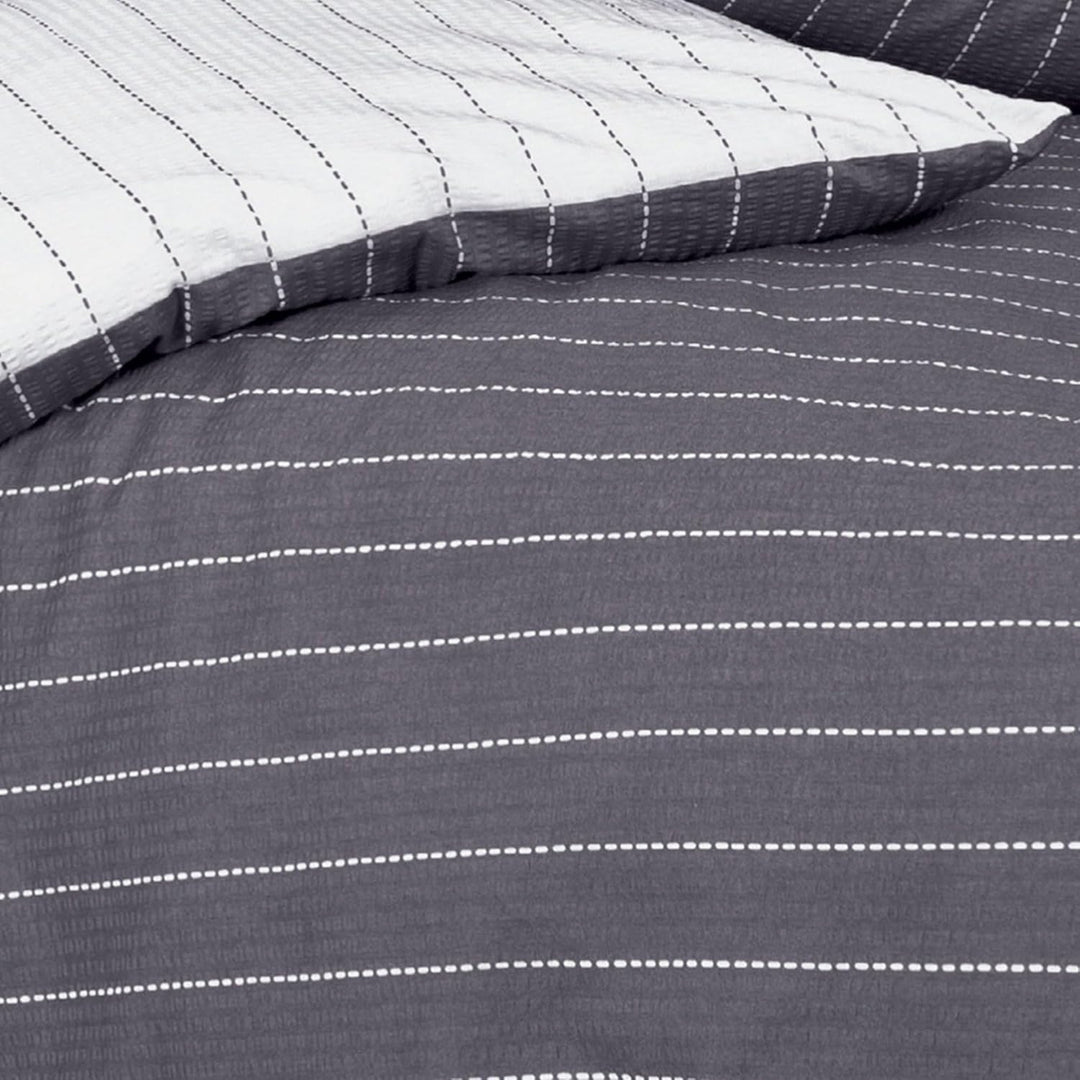 Janine 20020 Tango Mako Soft Seersucker Wendebettwäsche 155 x 220 + 80 x 80 cm Titan 155 x 220 cm +